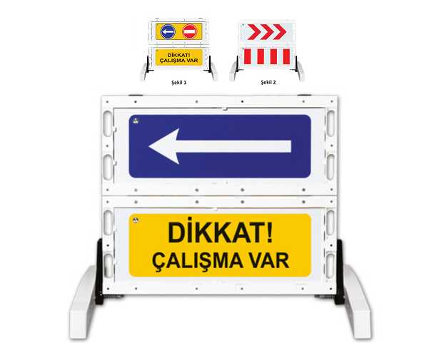 12501 FBR Katlanır Uyarı Levhalı Bariyer